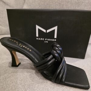 Marc Fisher Black Knotted Heeled Mules